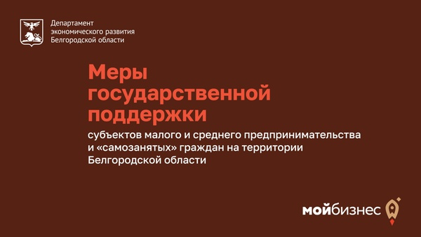 Внимание! Меры государственной поддержки субъектов малого и среднего предпринимательства и «самозанятых» граждан на территории Белгородской области